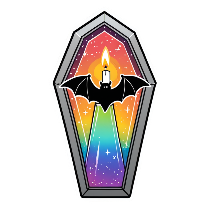 Cozy Coffin (holographic) — spooky stickers