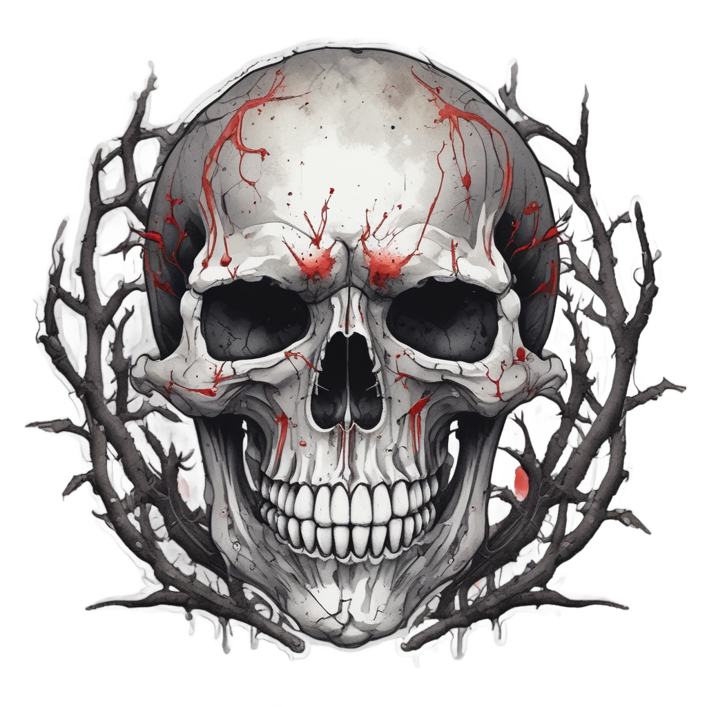 Spooky Thorn Skull — horror stickers