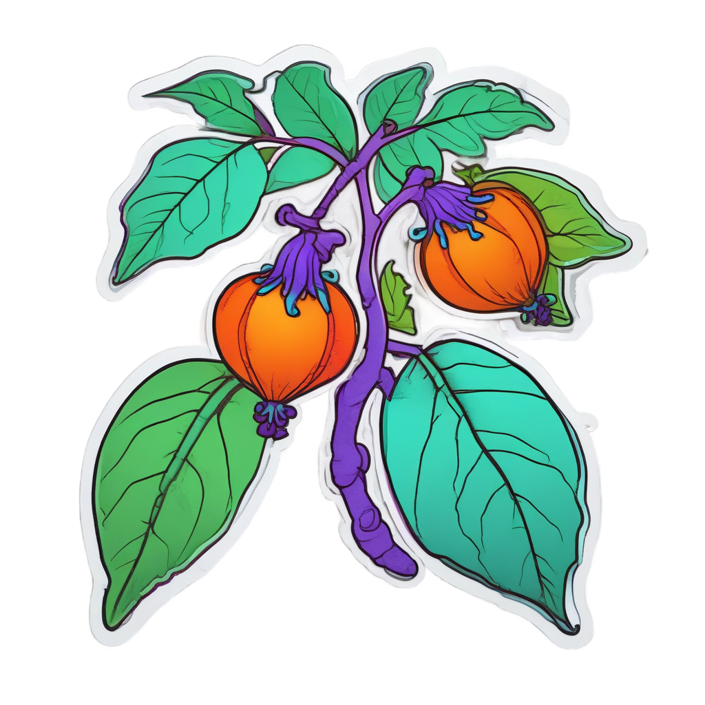 Sprig with Neon Berry — gothic botanical stickers
