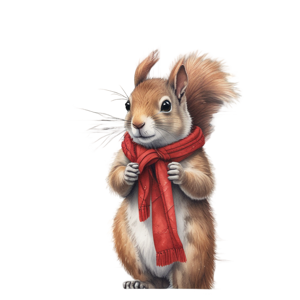 Squirrel Knitting by Window — cottage scenes stickers