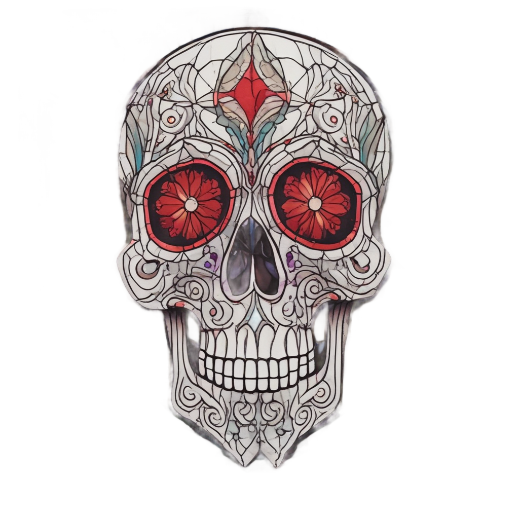 Stained Glass Calavera — sugar skull stickers