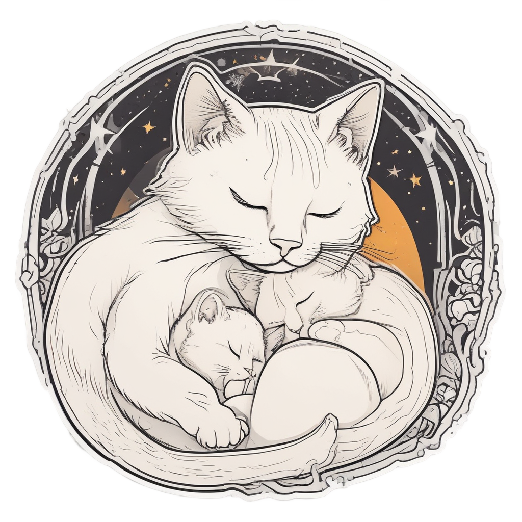 Star Cuddling Cat — cat stickers