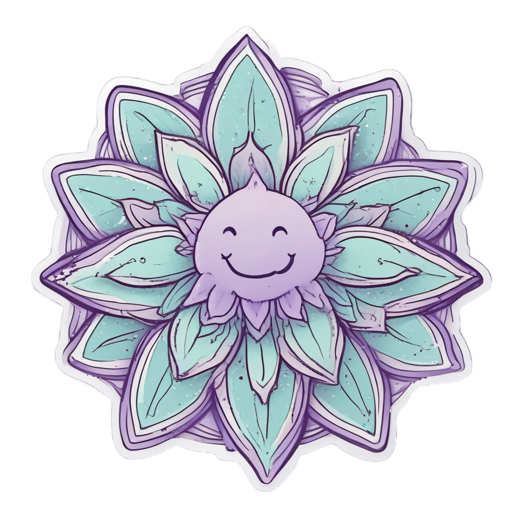 Star Flower With Moon Petals — fine-line flash stickers
