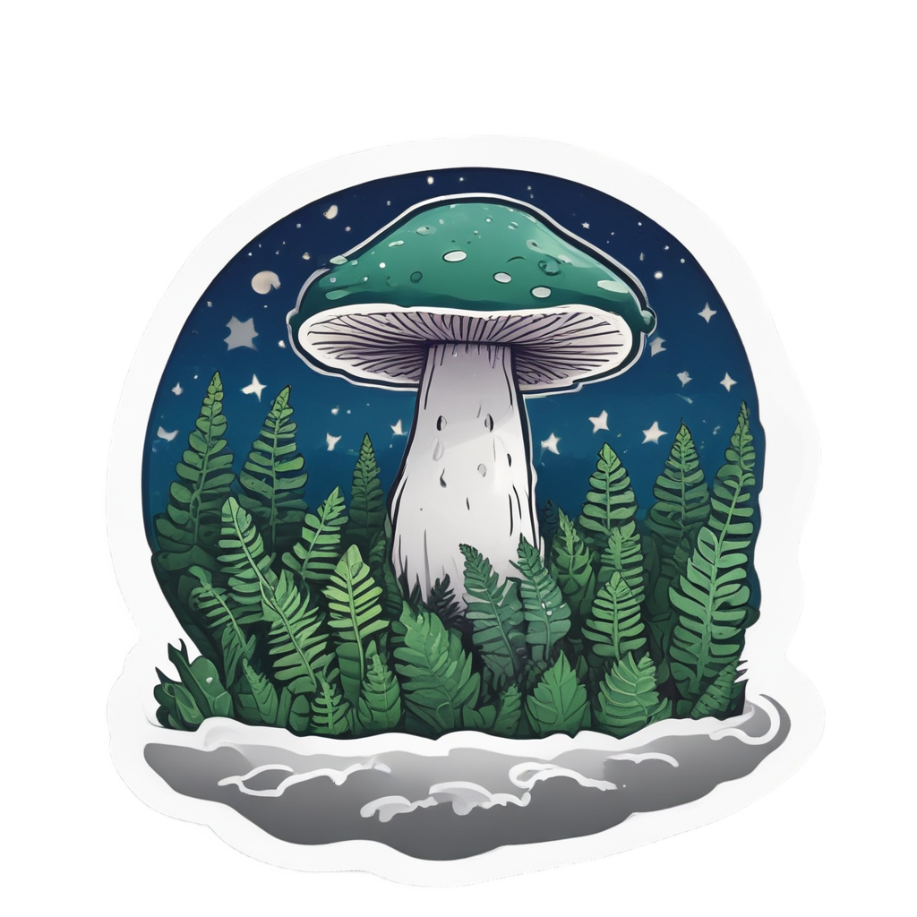 Star Gazing Fern Mushroom — woodland nursery stickers