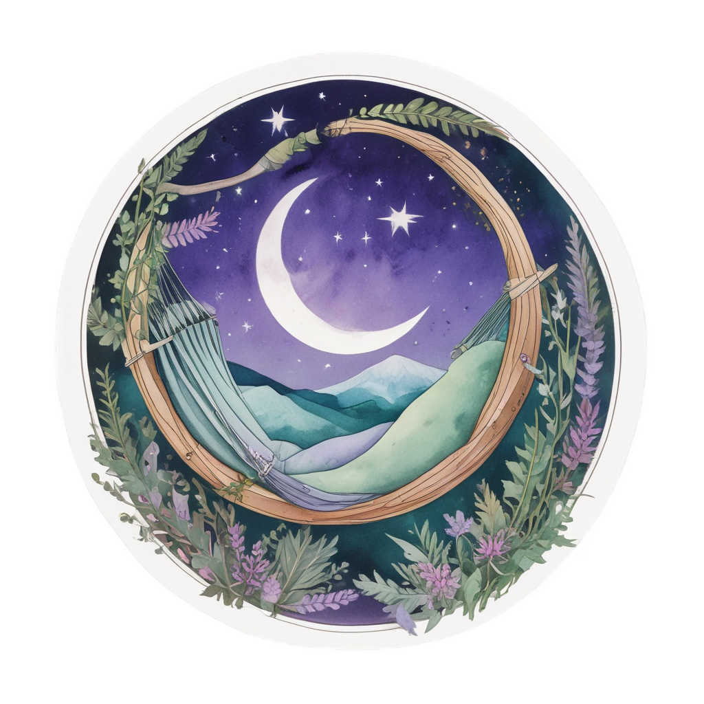 Star Napping in Hammock — moon stickers