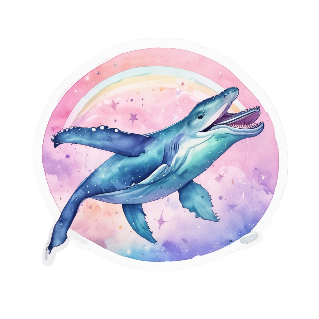 Stargazer Rainbow Whale — celestial stickers