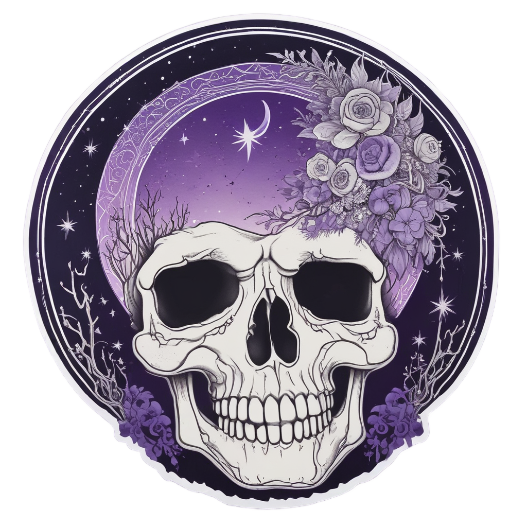 Stargazing Dreamer Skull — boho skull stickers