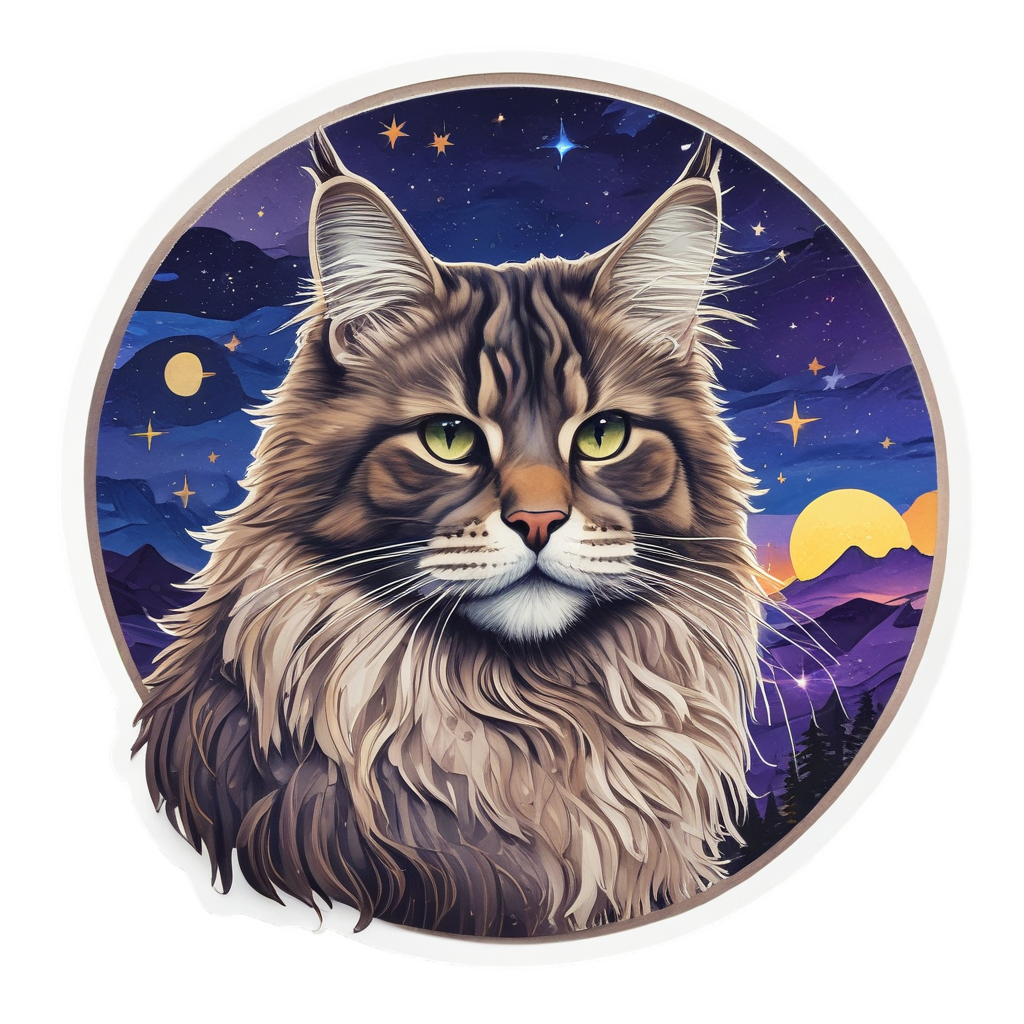 Starry Night Maine Coon — cats stickers