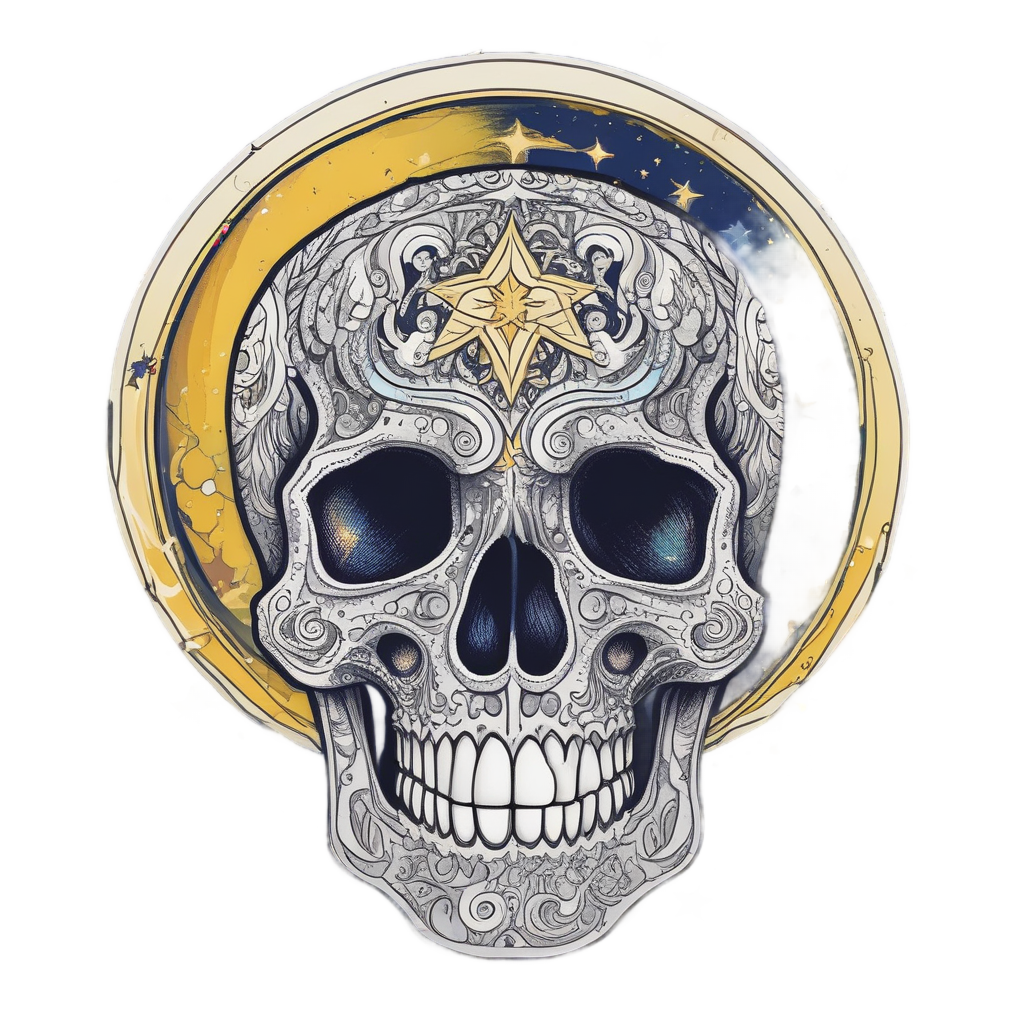 Starry Night Wanderer Skull — boho skull stickers