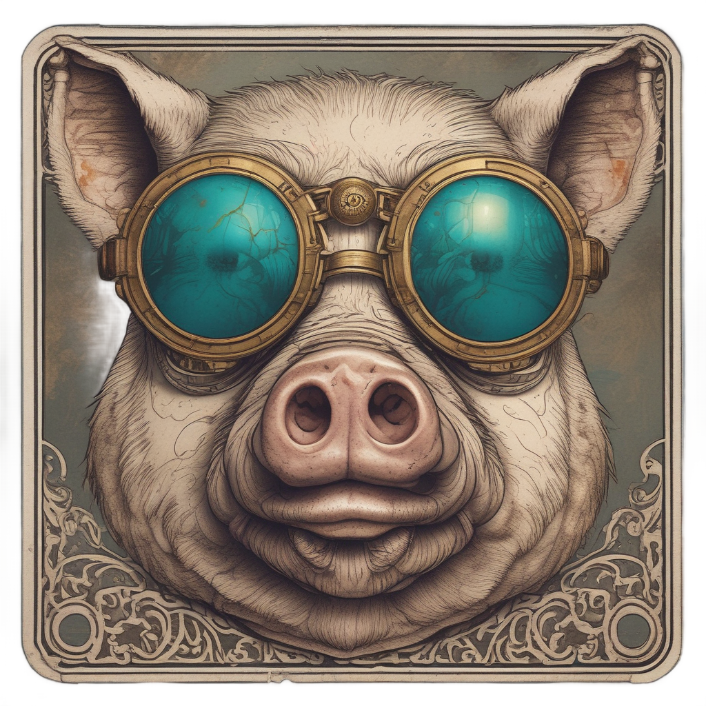 Steampunk Gear Pig — farm animals stickers