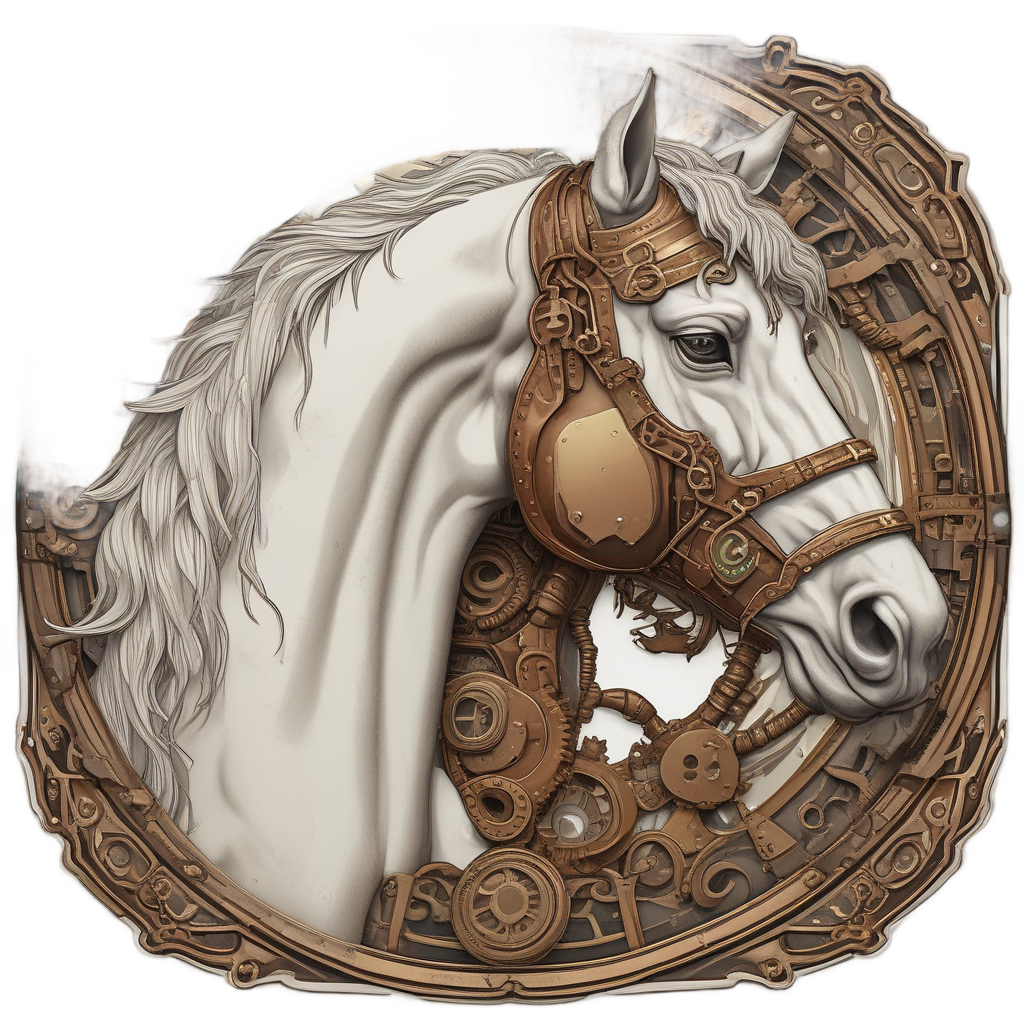 Steampunk Metal Steed — horses stickers