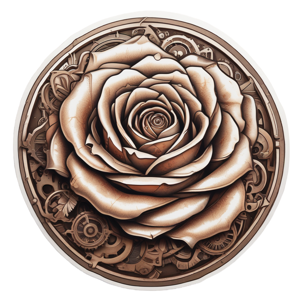 Steampunk Rose Gear — single stem stickers