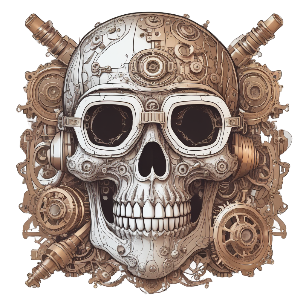 Steampunk Skull Gear Bones — skull & crossbones stickers