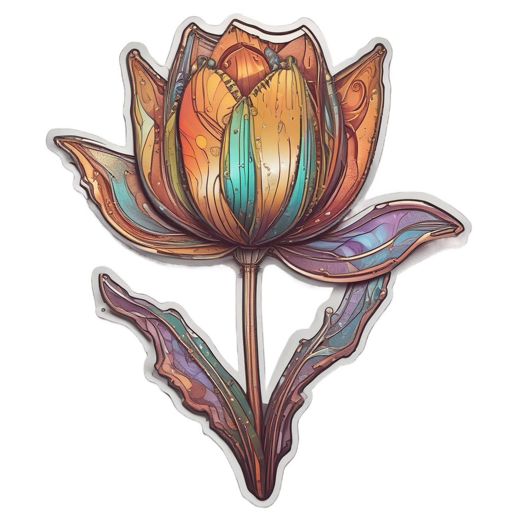Steampunk Tulip Gear — single stem stickers