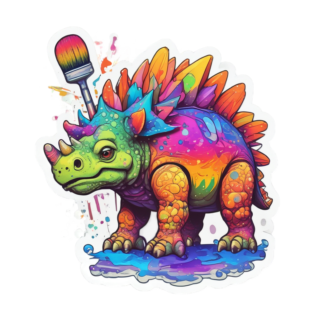 Stegosaurus Artist Painter — dinosaurs stickers