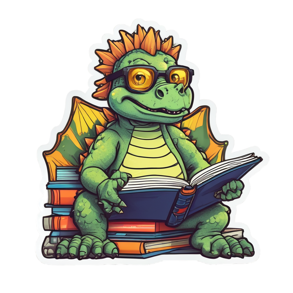 Stegosaurus Bookworm Reading — dinosaurs stickers