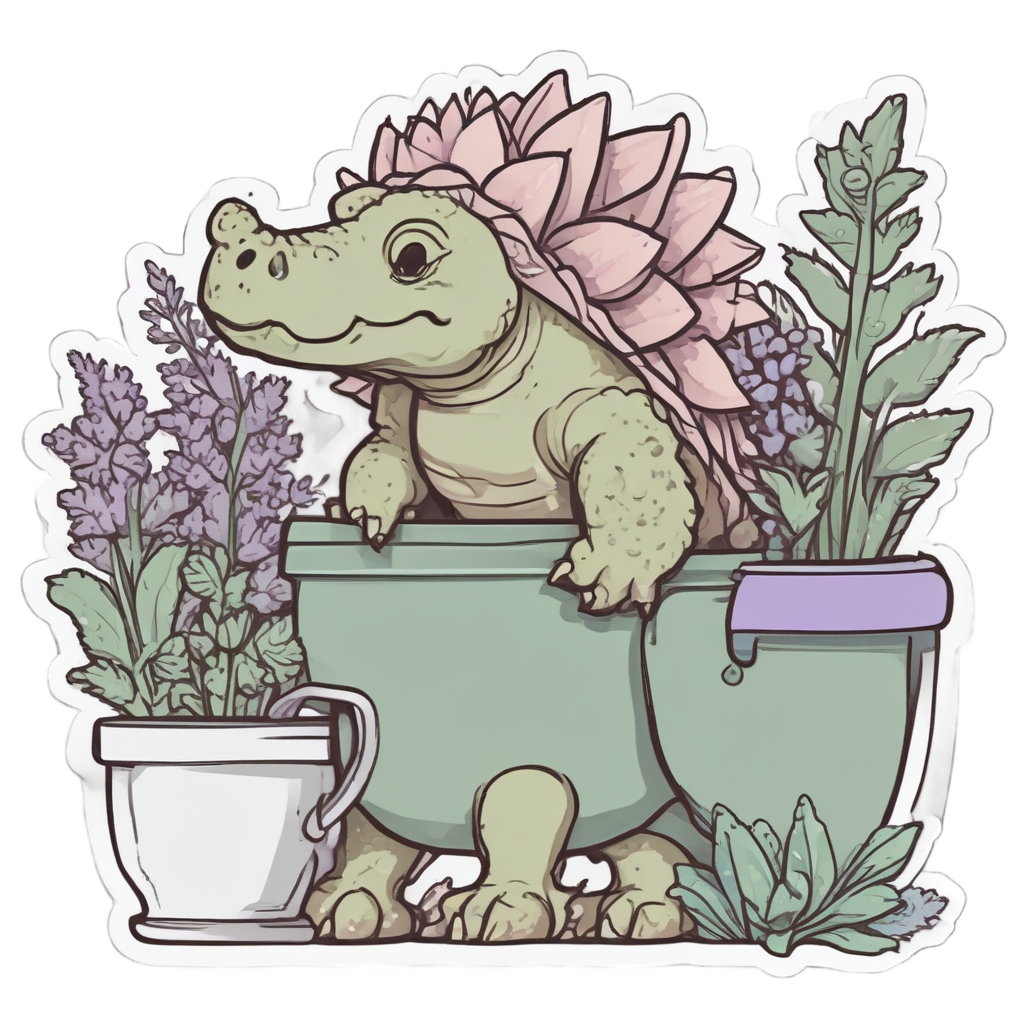 Stegosaurus Gardener Bloom — dinosaurs stickers