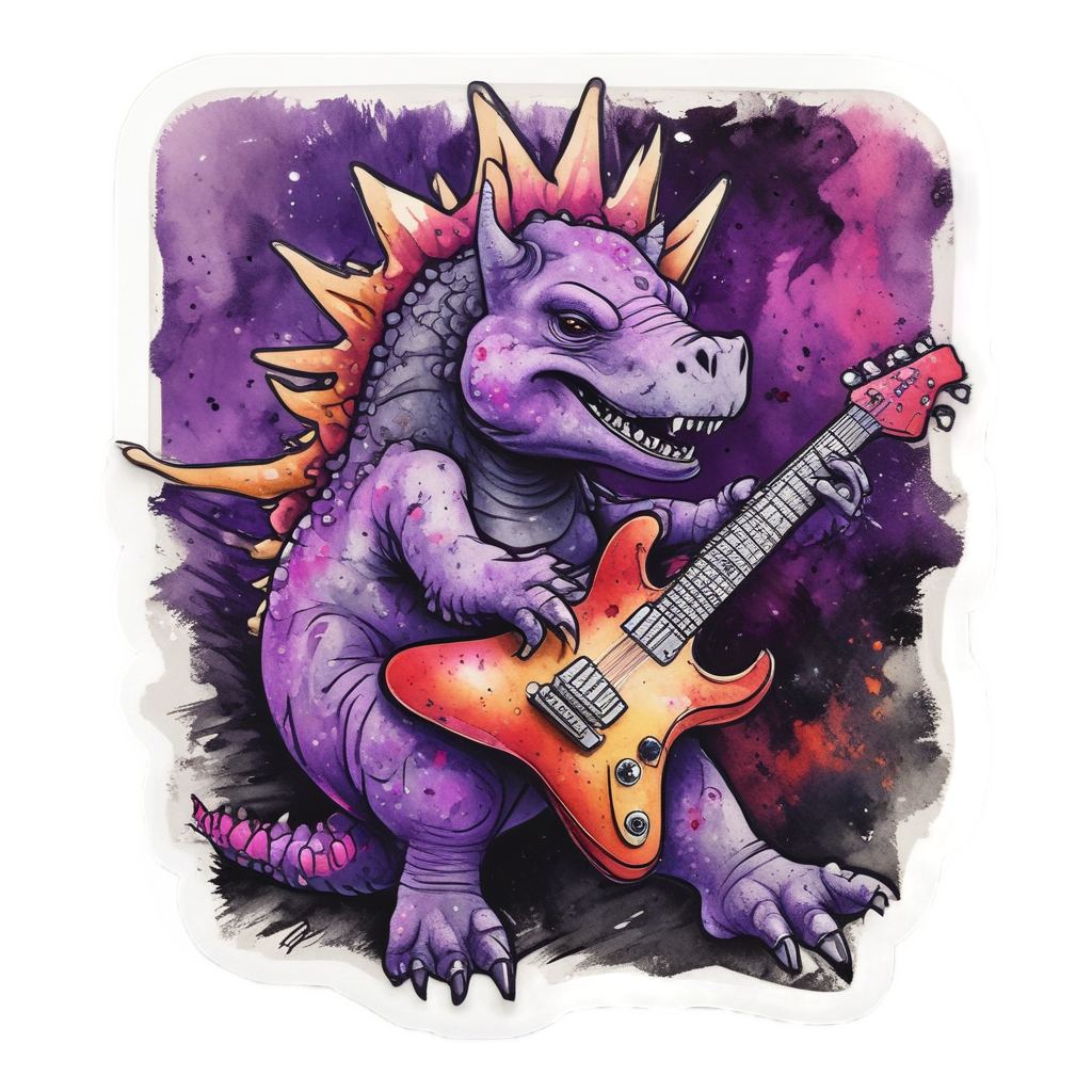 Stegosaurus Musician Rockstar — dinosaurs stickers
