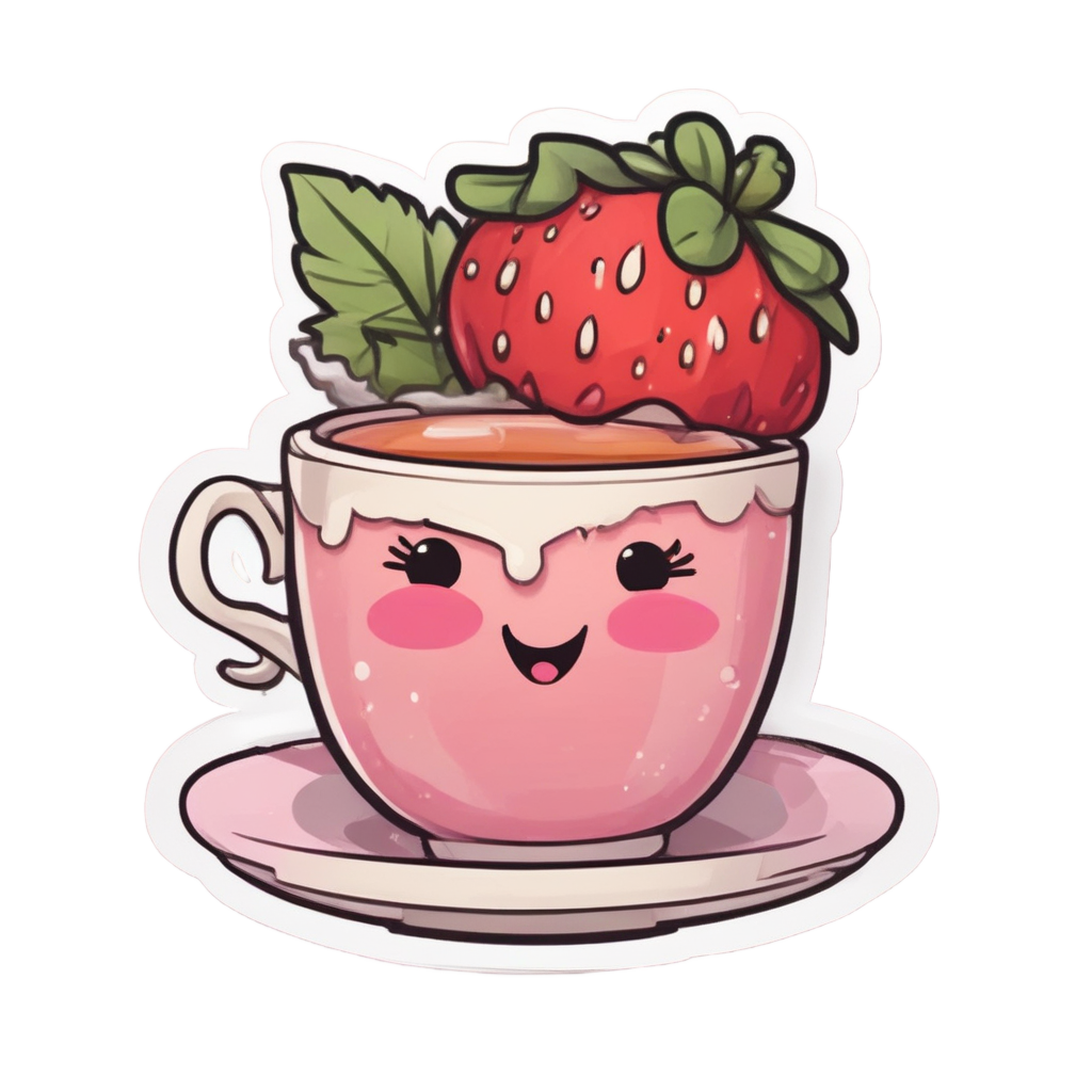 Strawberry Tea Time — cute food stickers