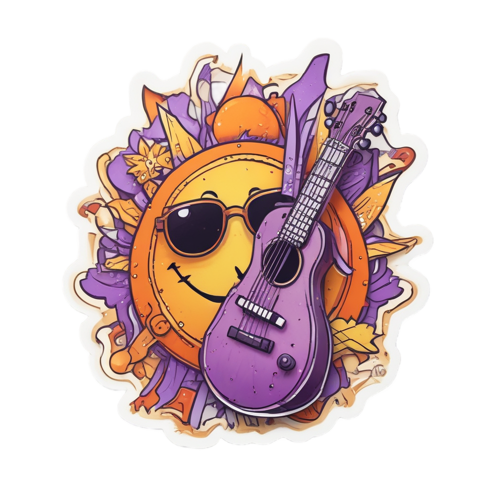 Sun Playing Guitar — celestial stickers