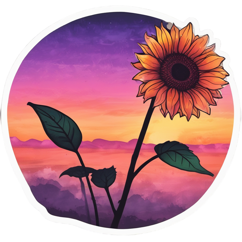 Sunflower at Sunset — single stem stickers