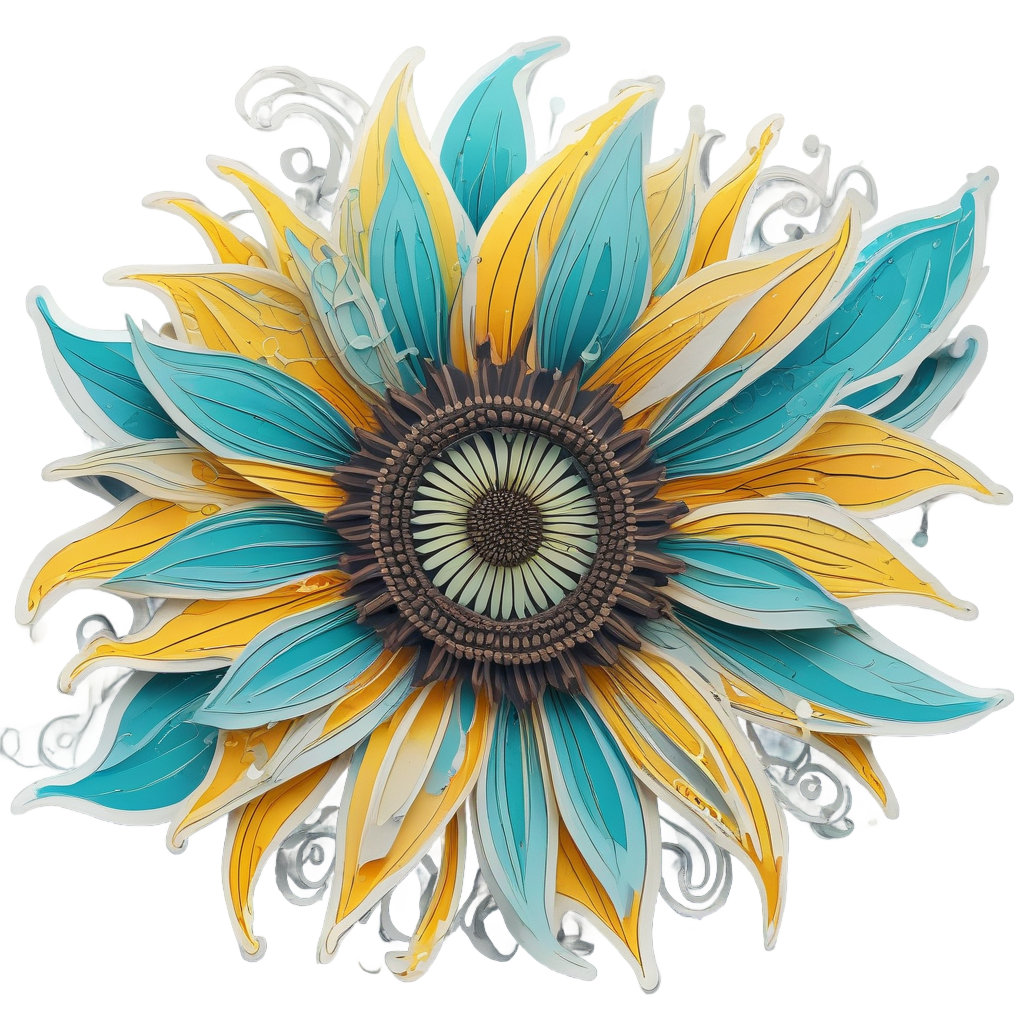 Sunflower in Wind — single stem stickers
