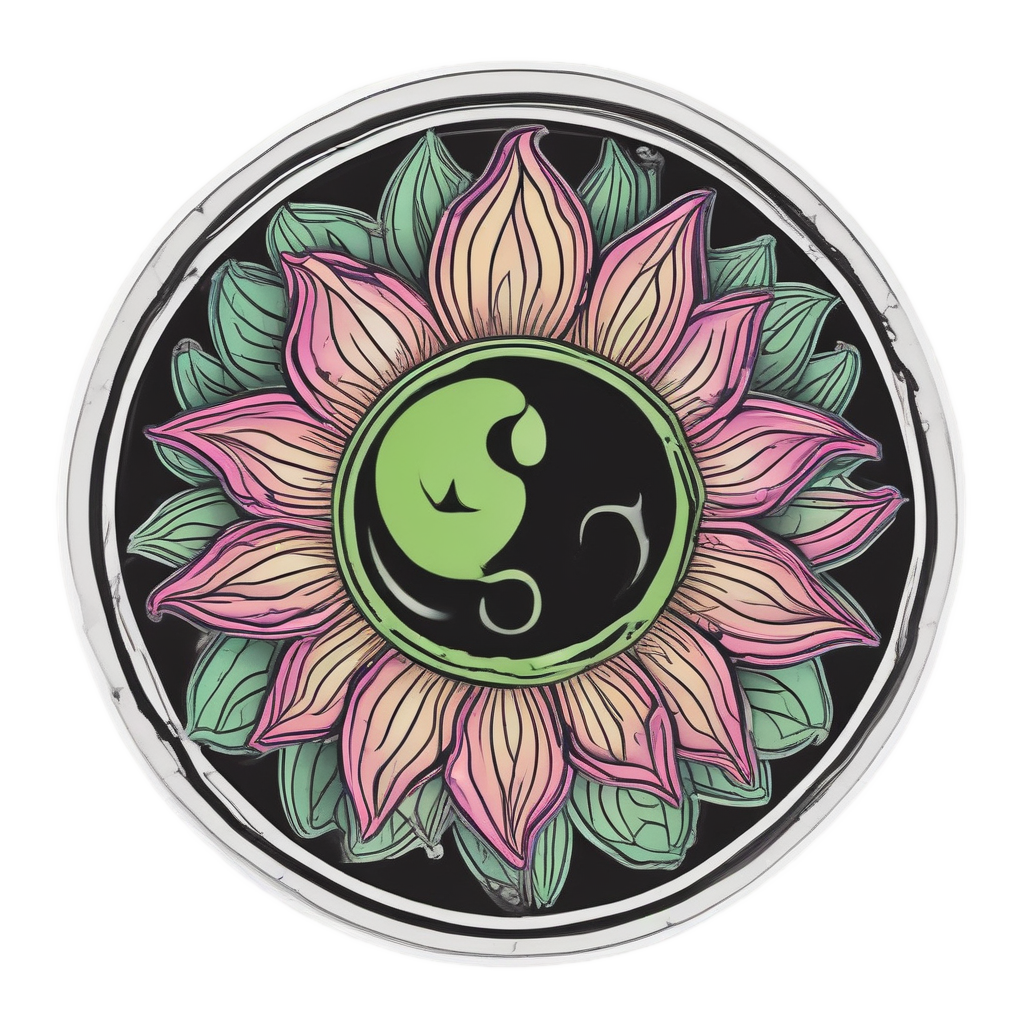 Sunflower Neon Yin Yang — single stem stickers