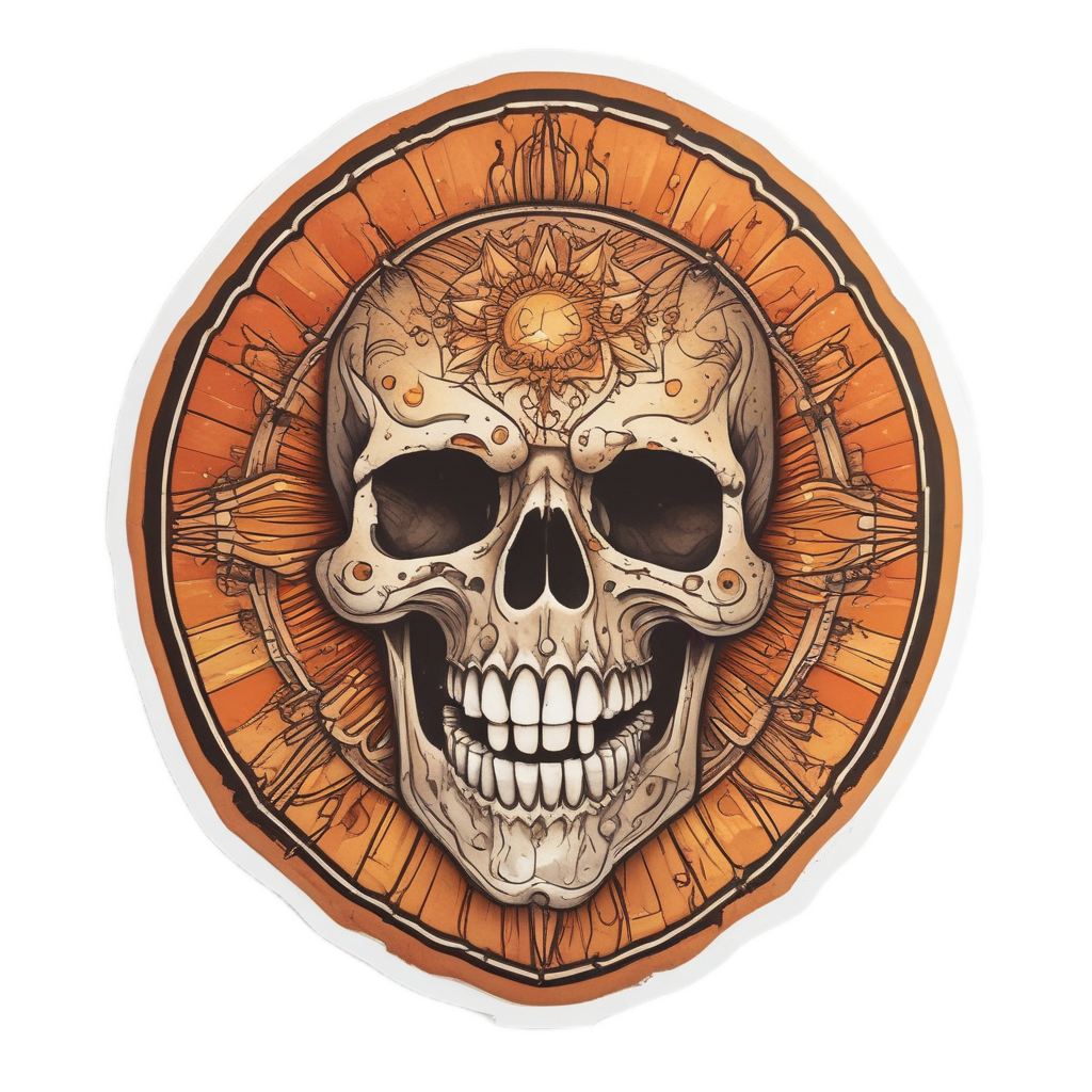 Sunray Smile Skull — boho skull stickers