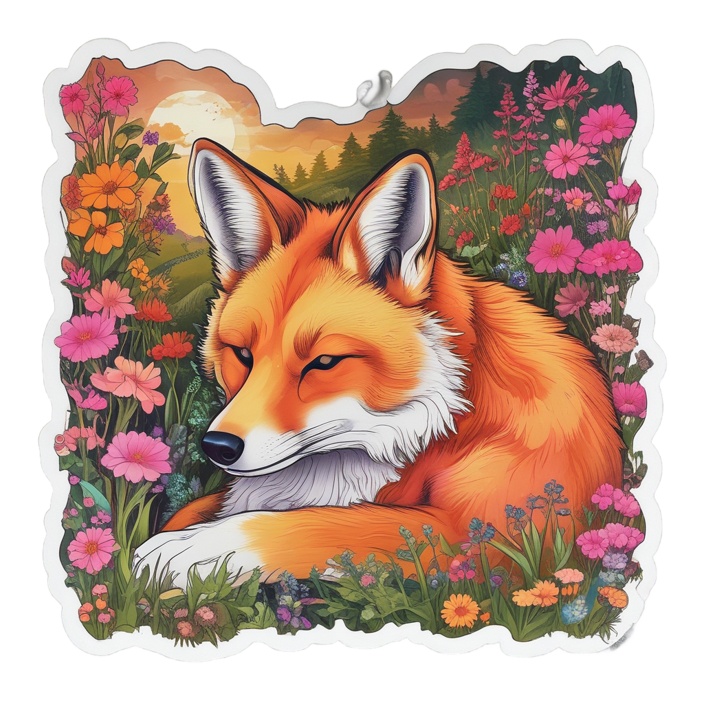 Sunset Meadow Napper — woodland nursery stickers