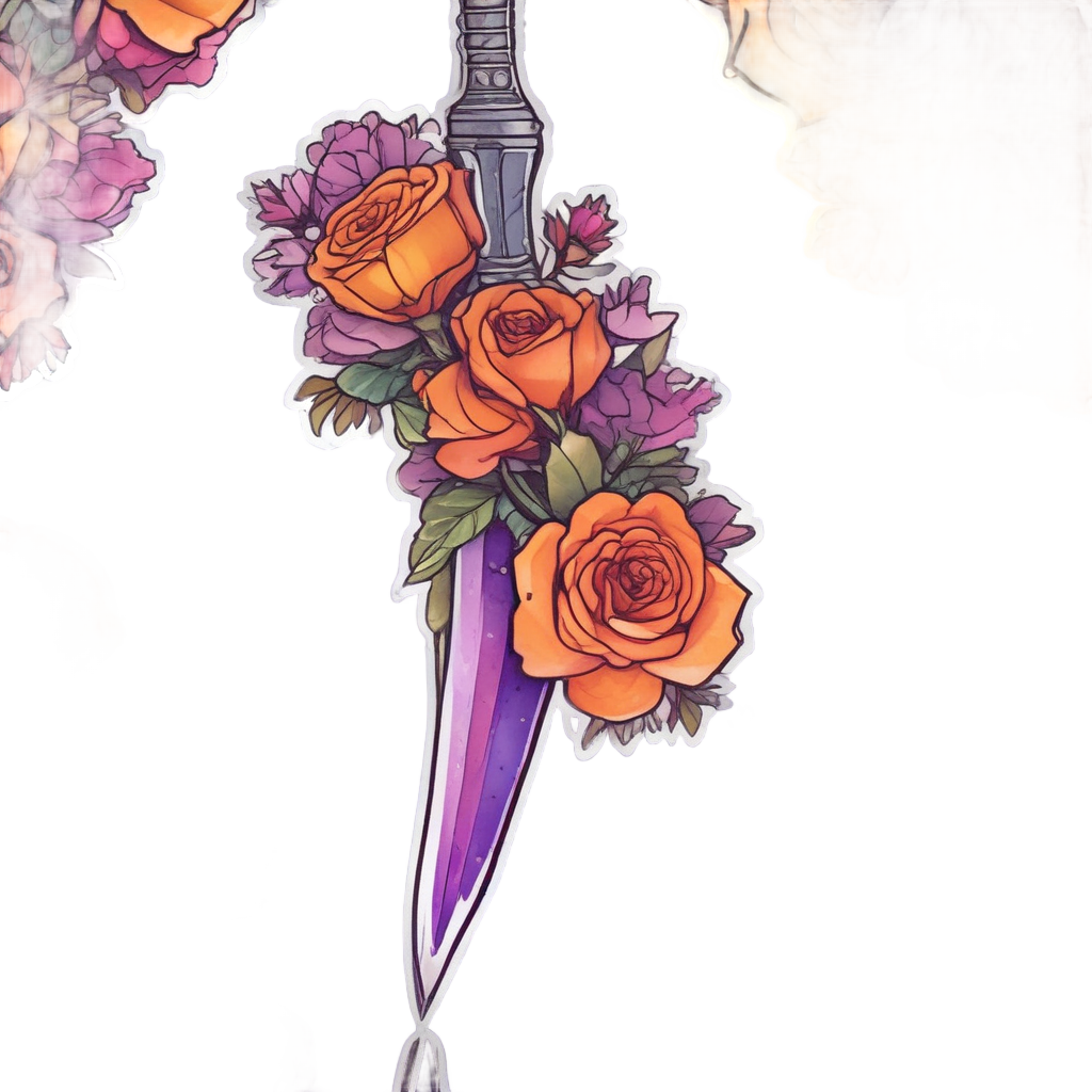 Sunset Thorned Blade — snake, dagger & rose stickers