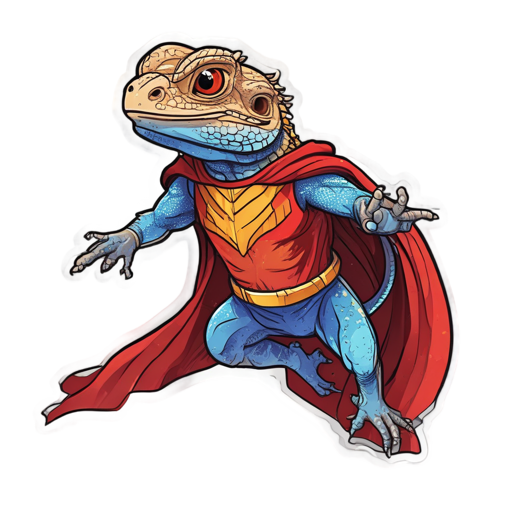 Superhero Bearded Dragon Hero — reptiles stickers