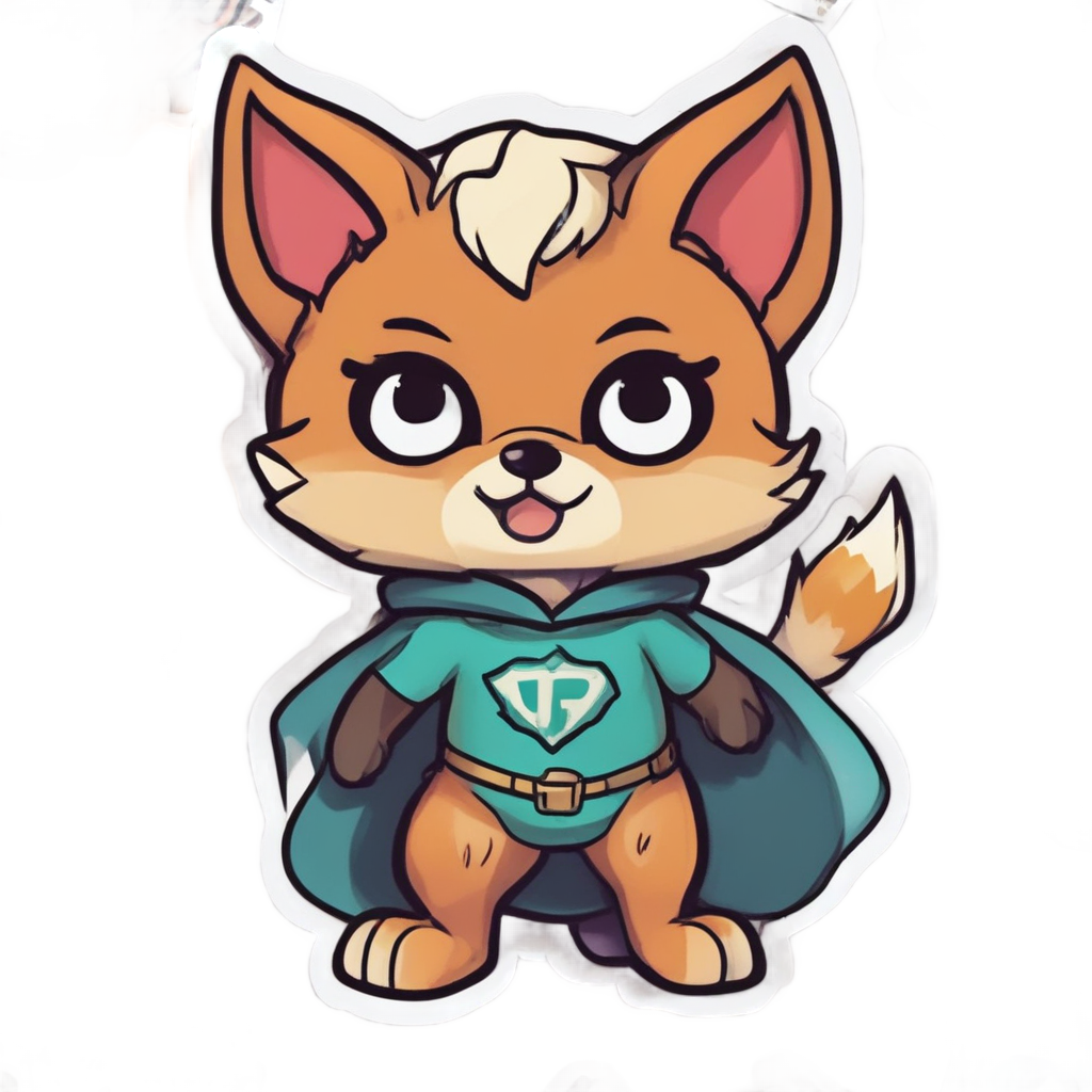 Superhero Fox in Cape — kawaii animals stickers