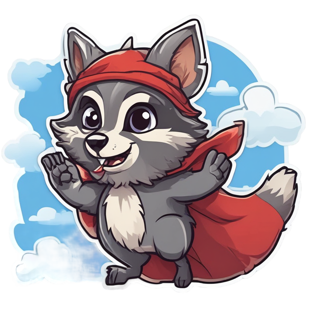 Superhero Raccoon with Cape — wildlife stickers