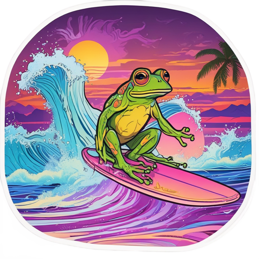Surfing Frog Wave — reptiles stickers