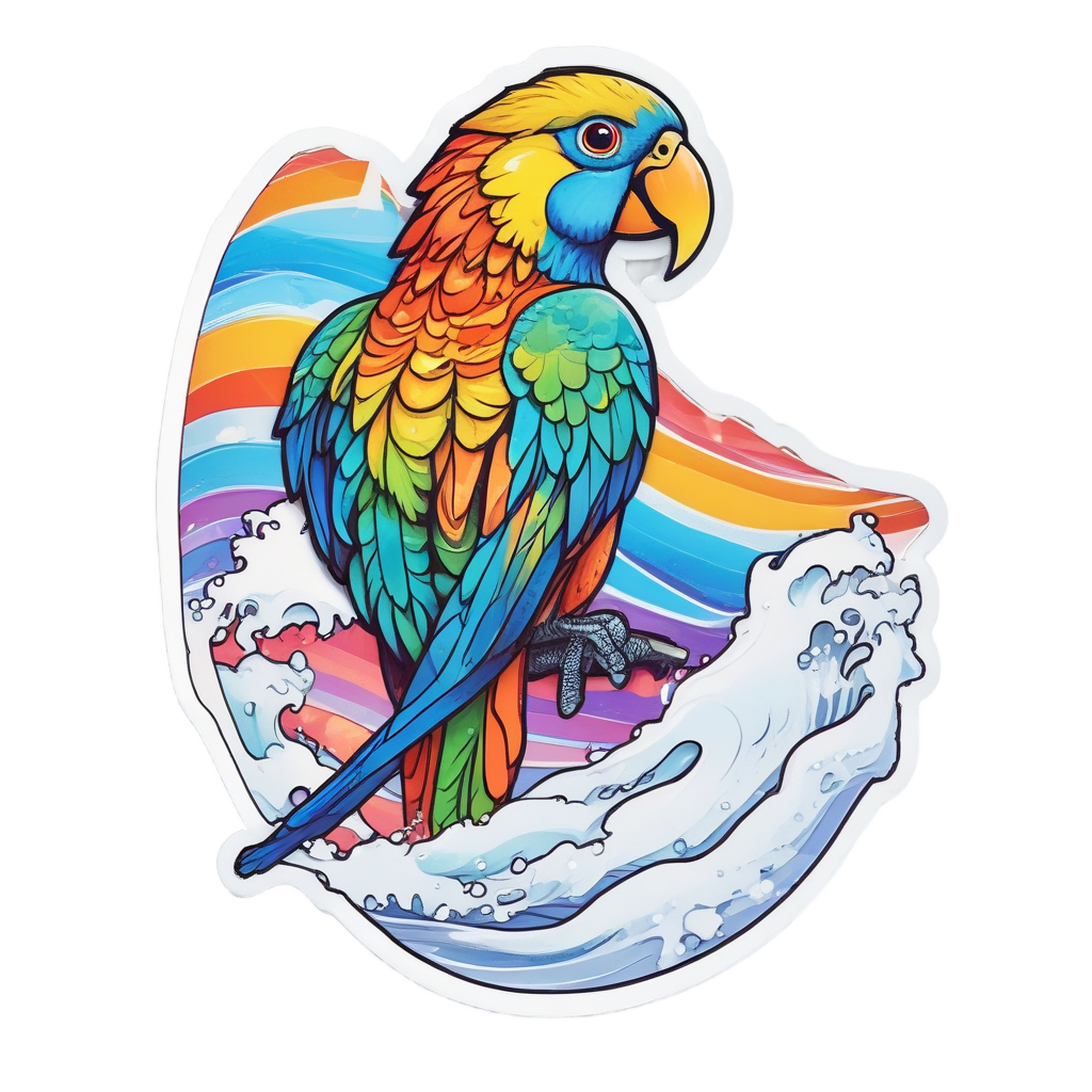 Surfing Parrot Wave Rider — birds stickers