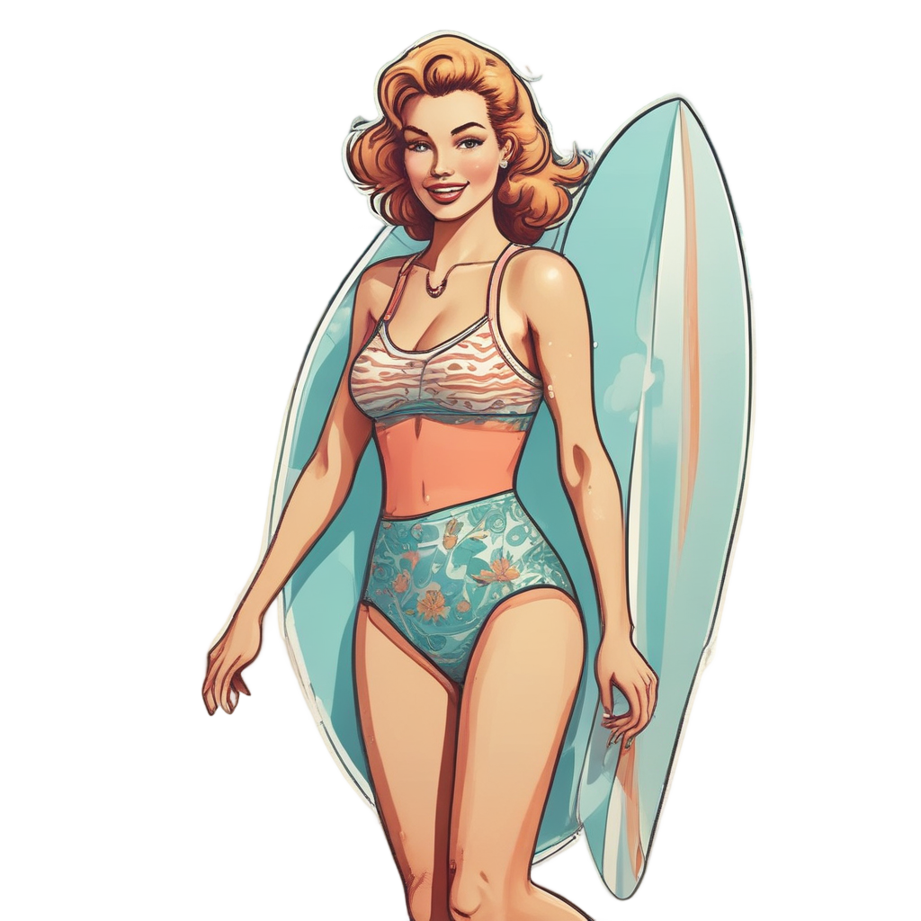 Surfing Summer Chick — farm nursery stickers