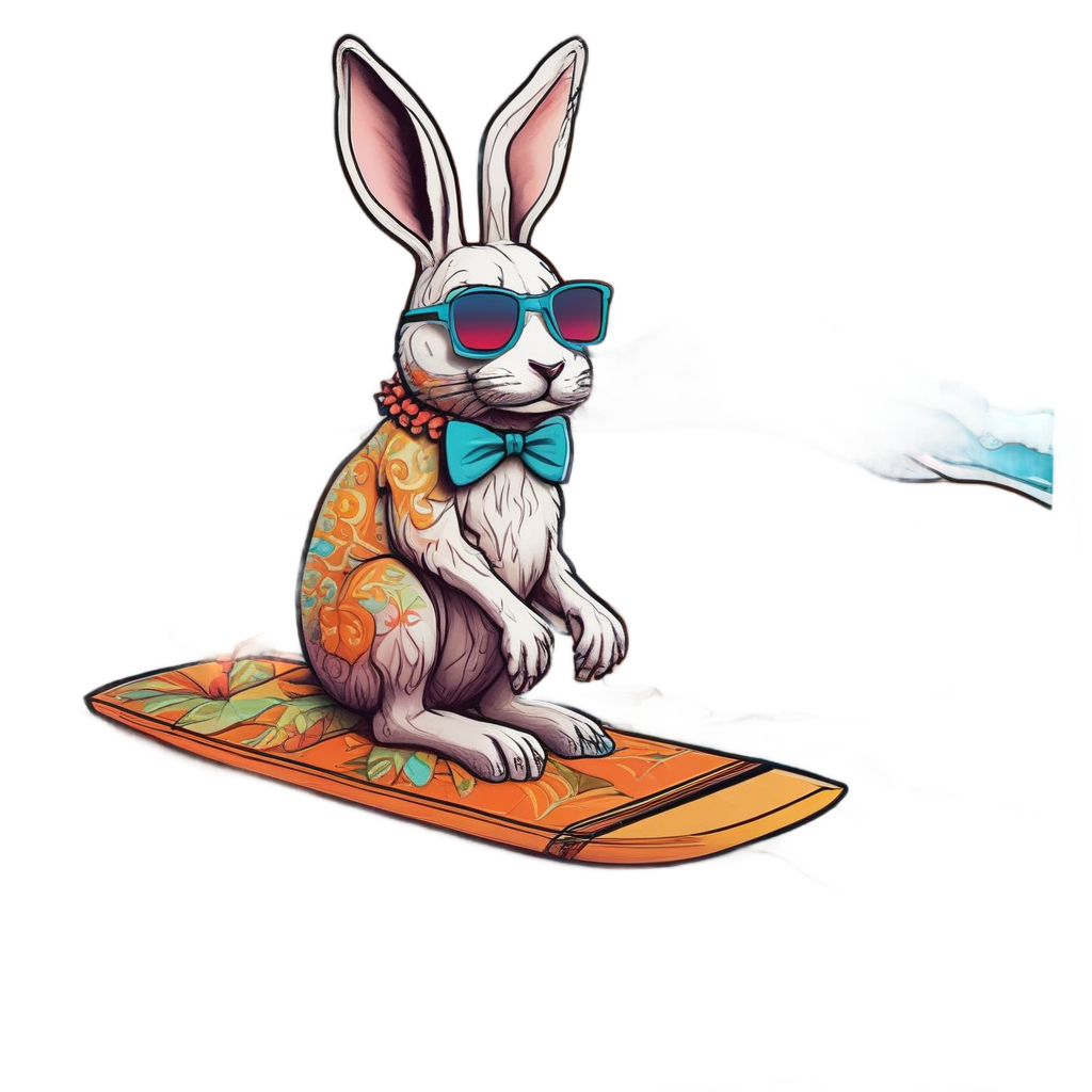 Surfing Wave Bunny — farm nursery stickers