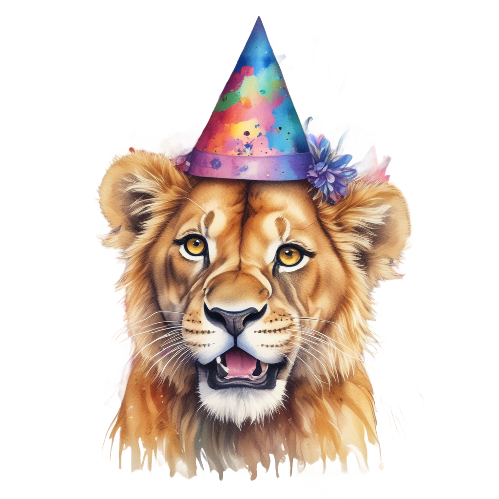 Surprised Cub with Party Hat — safari nursery stickers
