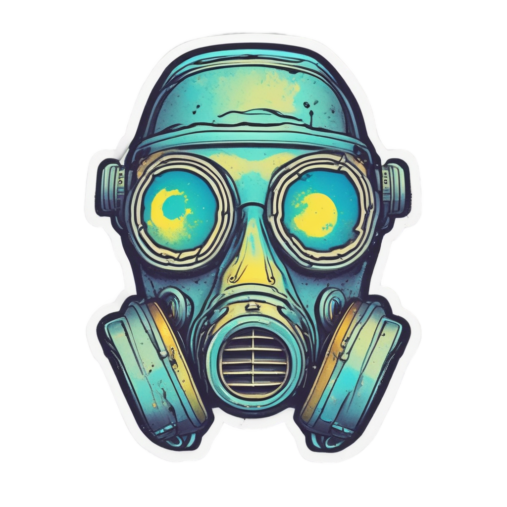 Surprised Neon Pop Mask — gas mask stickers