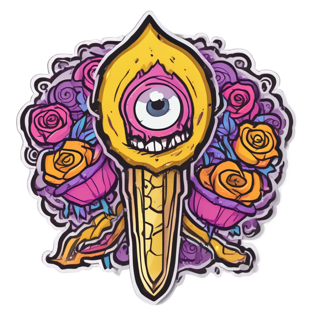 Surprised Rose Dagger — snake, dagger & rose stickers