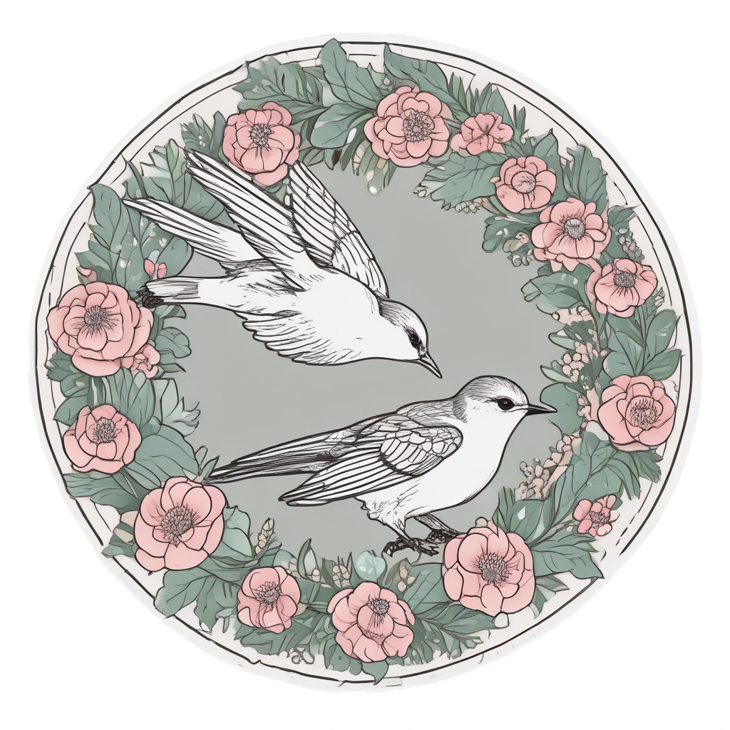 Swallow with Floral Wreath — american traditional stickers