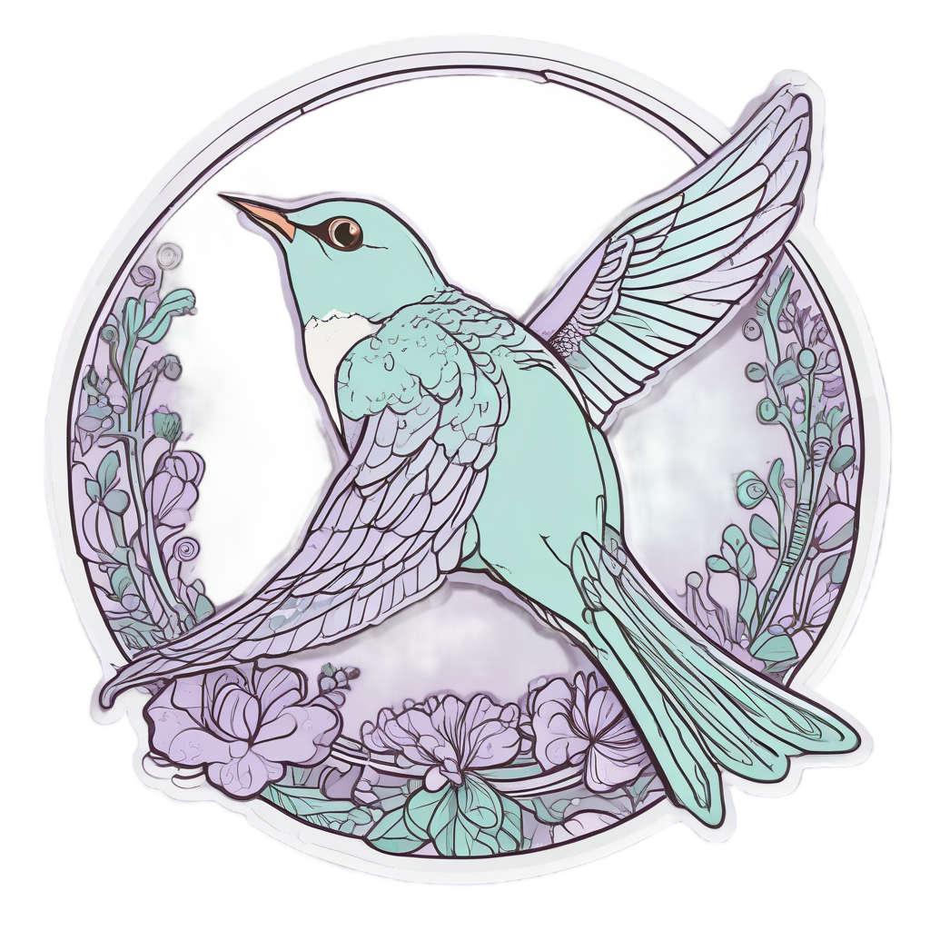 Swallow with Music Note — american traditional stickers
