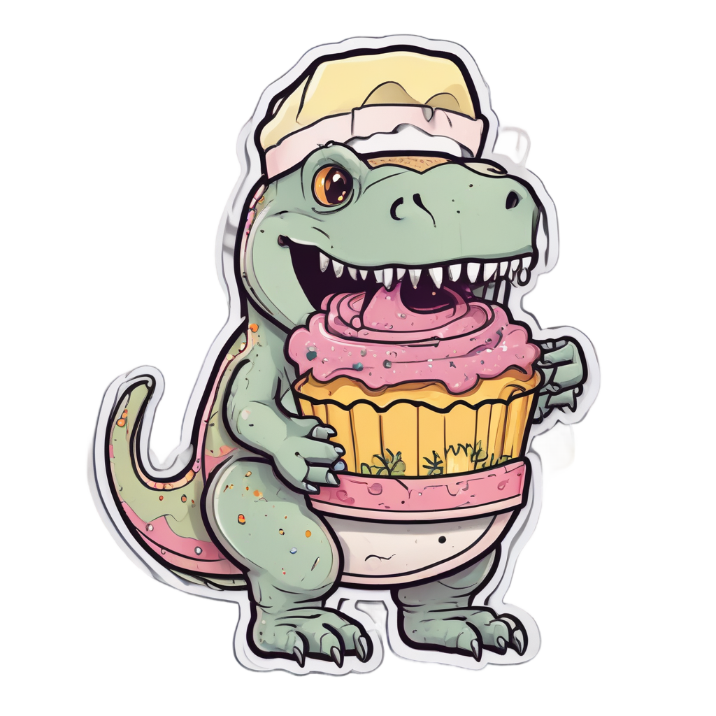 T-Rex Cupcake Baker — dinosaurs stickers