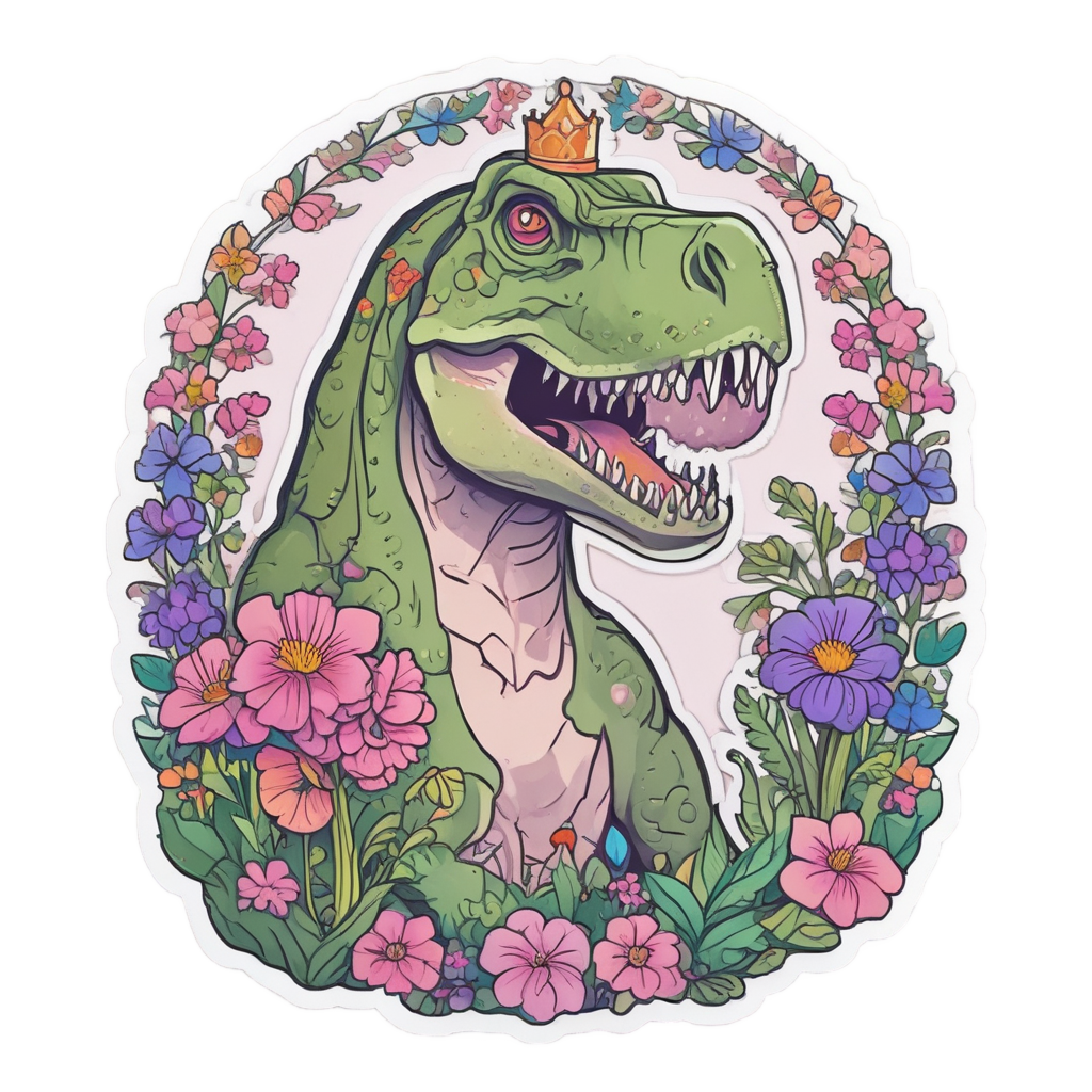 T-Rex in Flower Crown — dinosaurs stickers