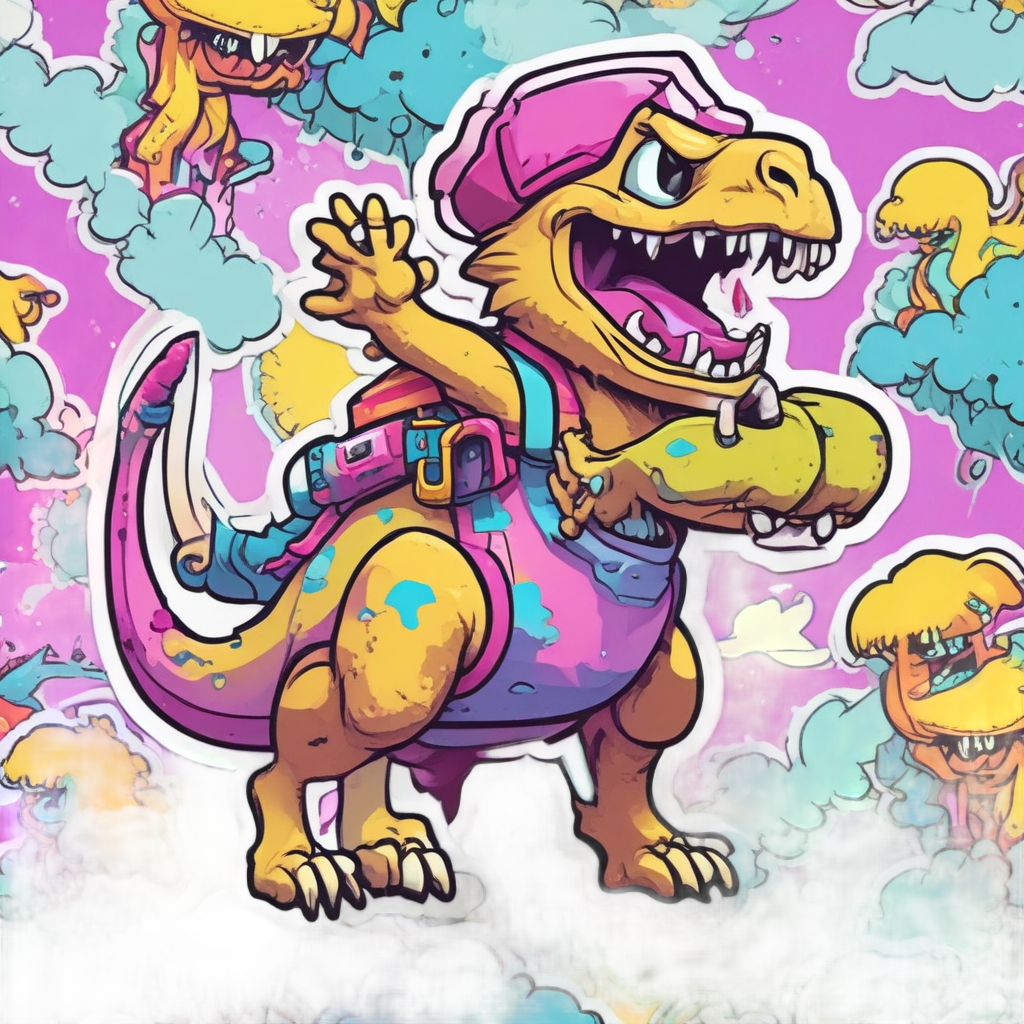 Tabby Dino Rider — cats stickers