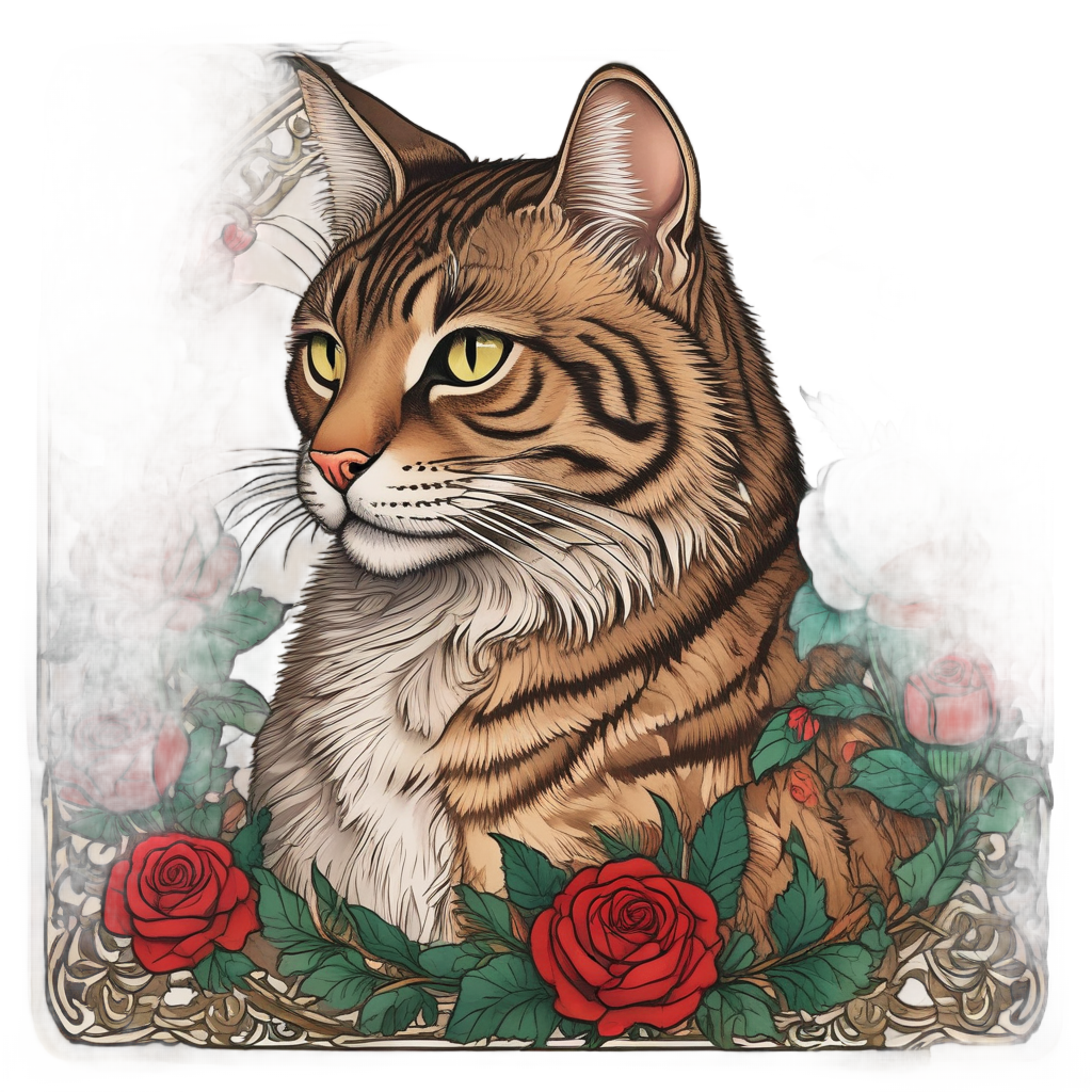 Tabby with Roses — cats stickers
