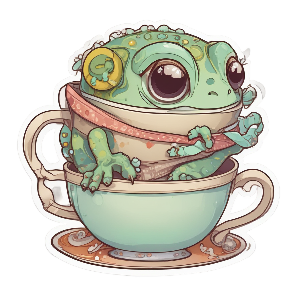 Tea Cup Cozy Chameleon — reptiles stickers