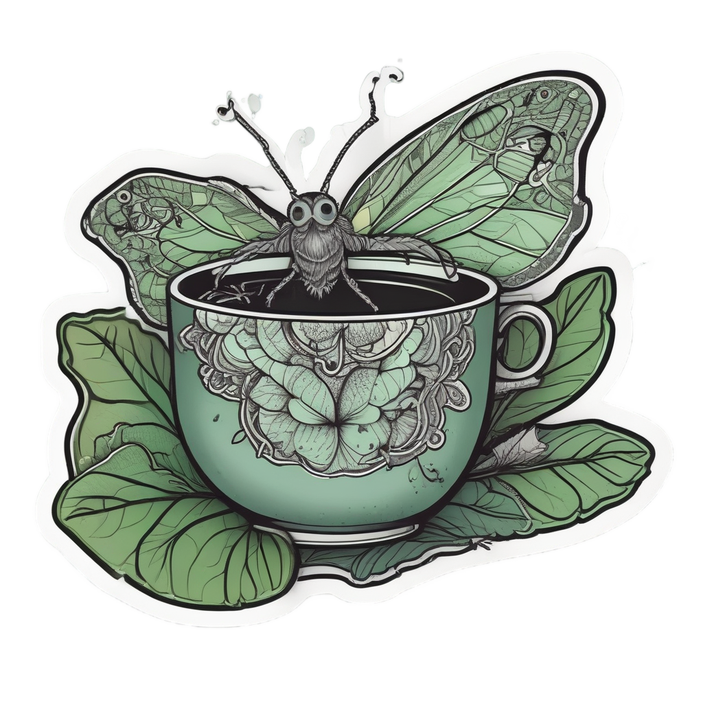 Tea Leaf Moth — blackwork flash stickers