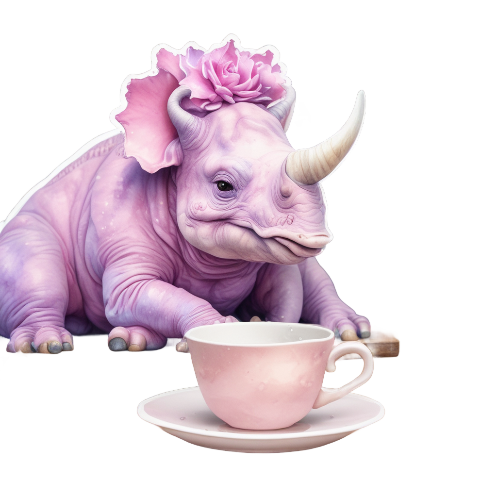 Tea Time Triceratops — dinosaurs stickers