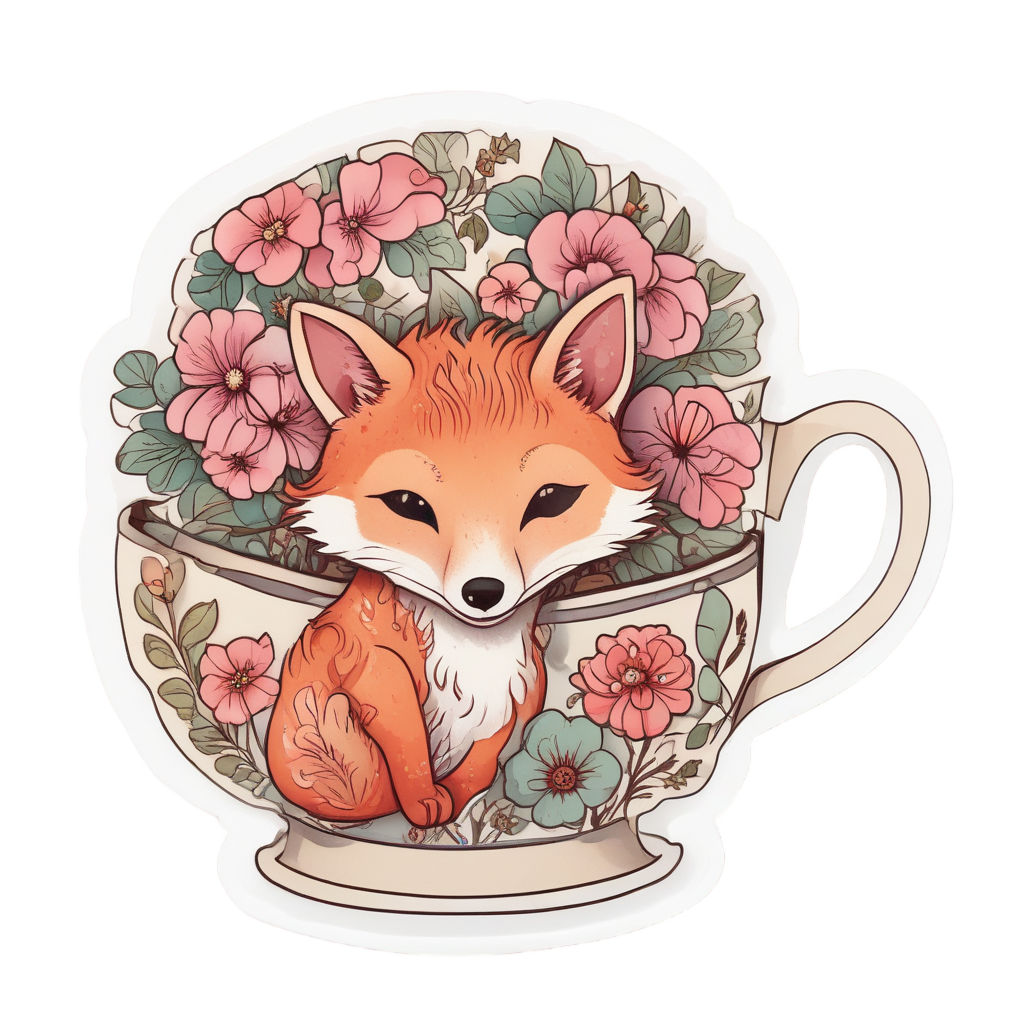 Teacup Curl Nap — woodland nursery stickers
